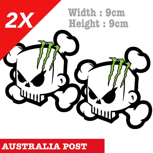 Ken Block 43 Black Skull Racing Monster Energy Drink Logo x2 Sticker
