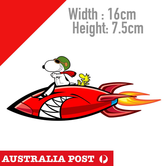 Snoopy dog and Woodstock Bird Angry Rocket Pilot Funny Sticker
