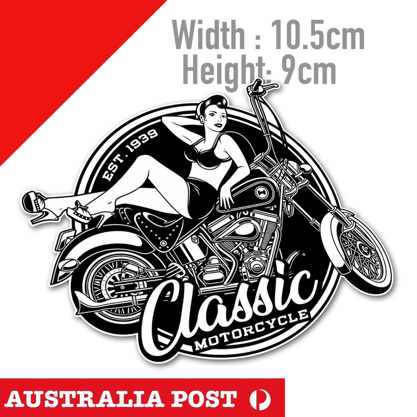 Classic Motorcycle Sexy Pin Up Girl , Garage, Mechanic Sticker