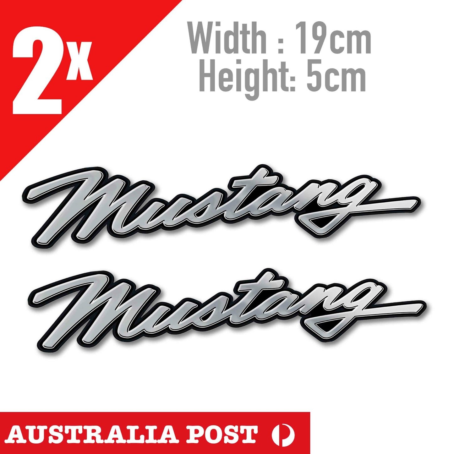 Ford MUSTNAG Chrome Like Style Logo Stickers
