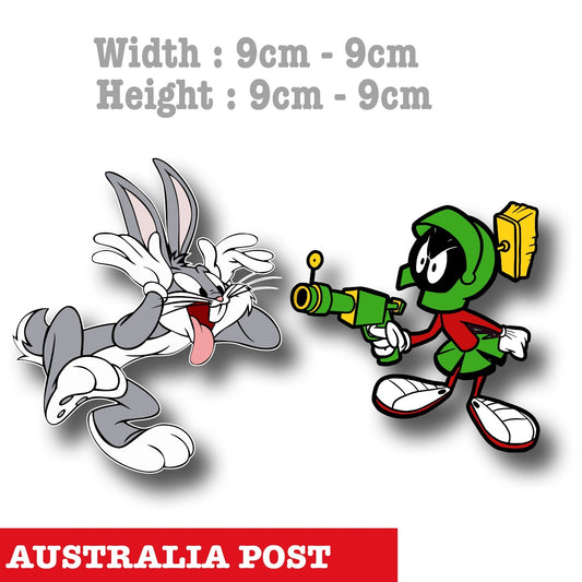 Marvin the Martian with Gun  & Bugs Bunny Funny - Looney Tunes Vinyl  Sticker