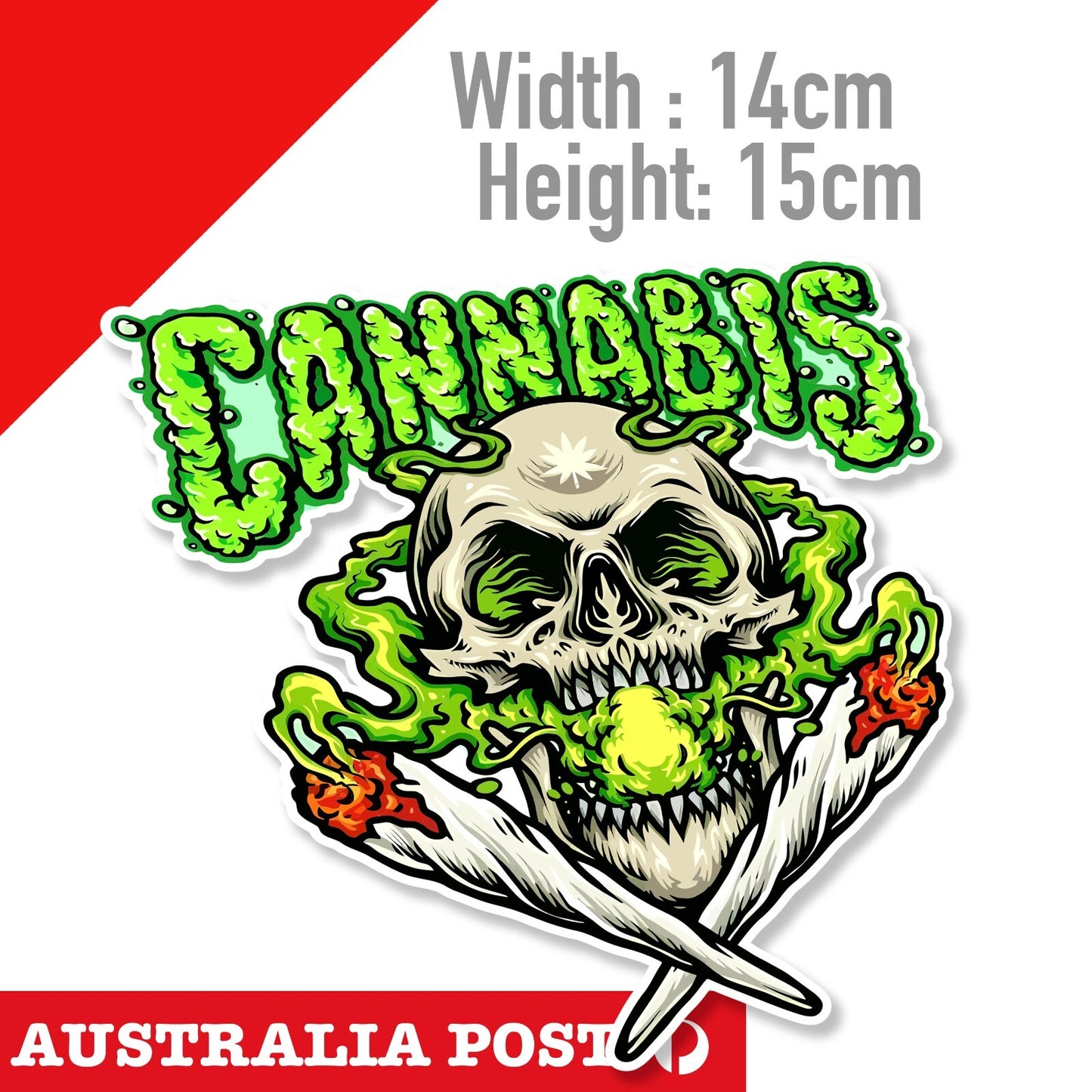 Skull Marijuana Cannabis Weed Smoking Stickers Bomb Decal Vinyl Funny  Sticker