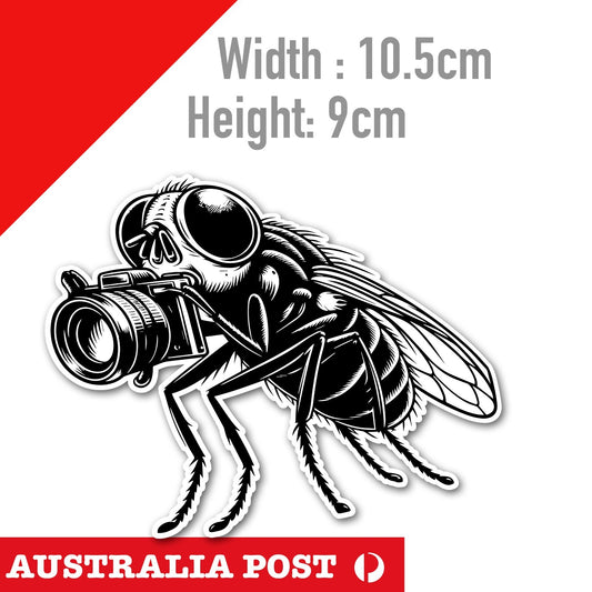 Photographer Fly with Camera, Funny Mosquito Camera Sticker