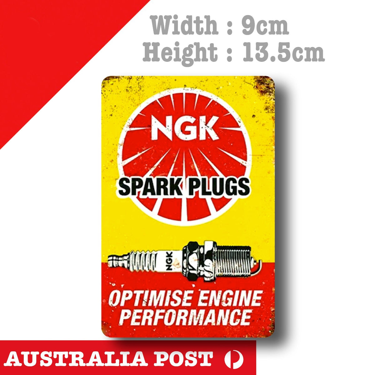 NGK SPARK PLUGS Optimise Engine Performance Old Retro Vintage Rusted Sticker