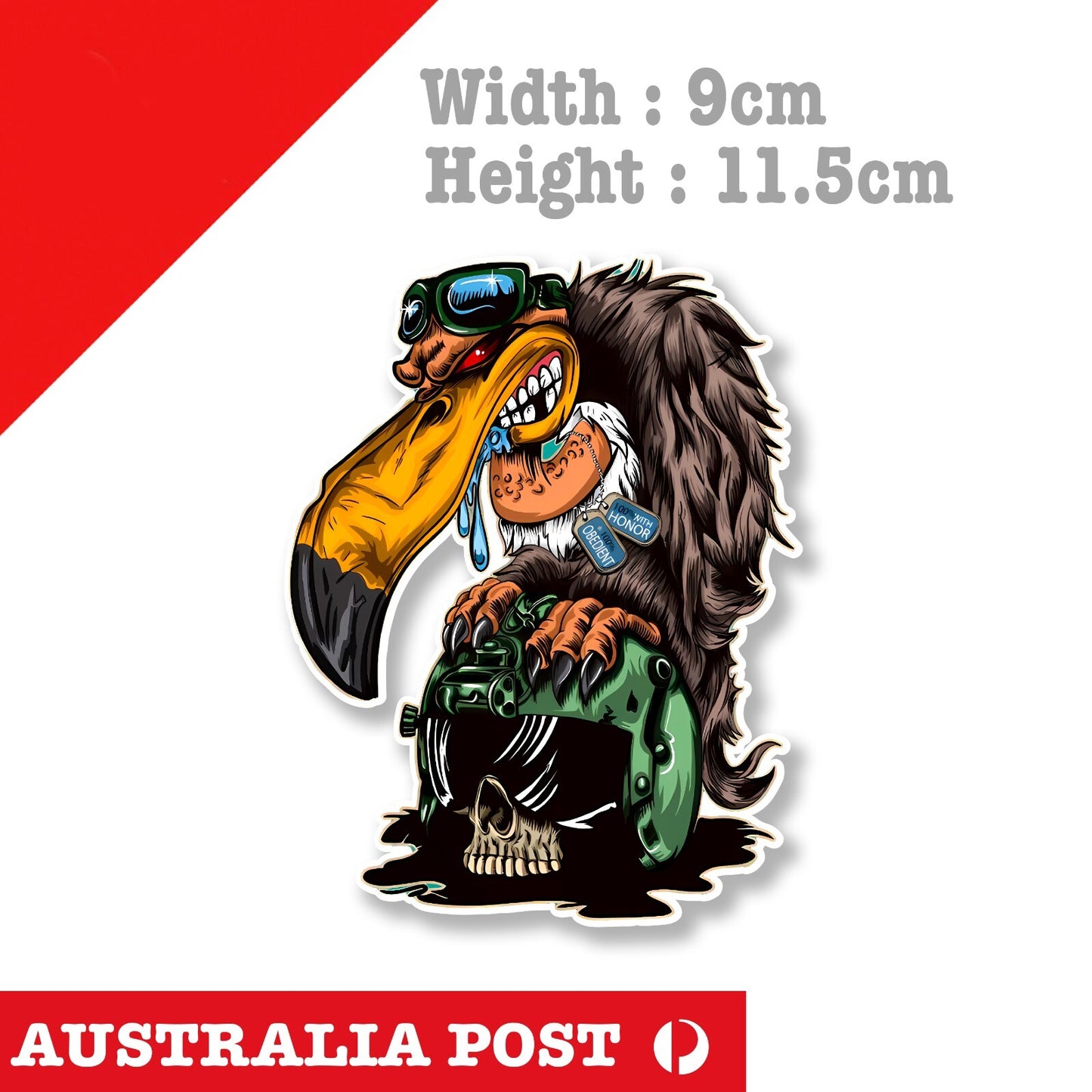 Eagle Motorcycle Rider On Skull Helmet Sticker