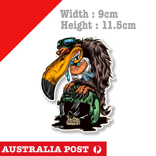 Eagle Motorcycle Rider On Skull Helmet Sticker