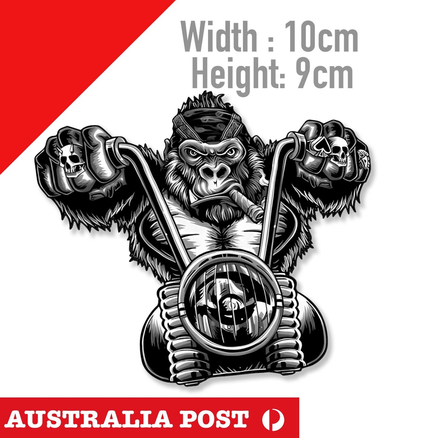 Gorilla ANGRY Motorcycle Rider Laptop , Car  Decal Sticker