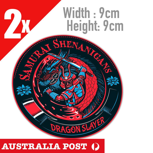 SAMURAI DRAGON SLAYER ROUND BADGE  Stickers
