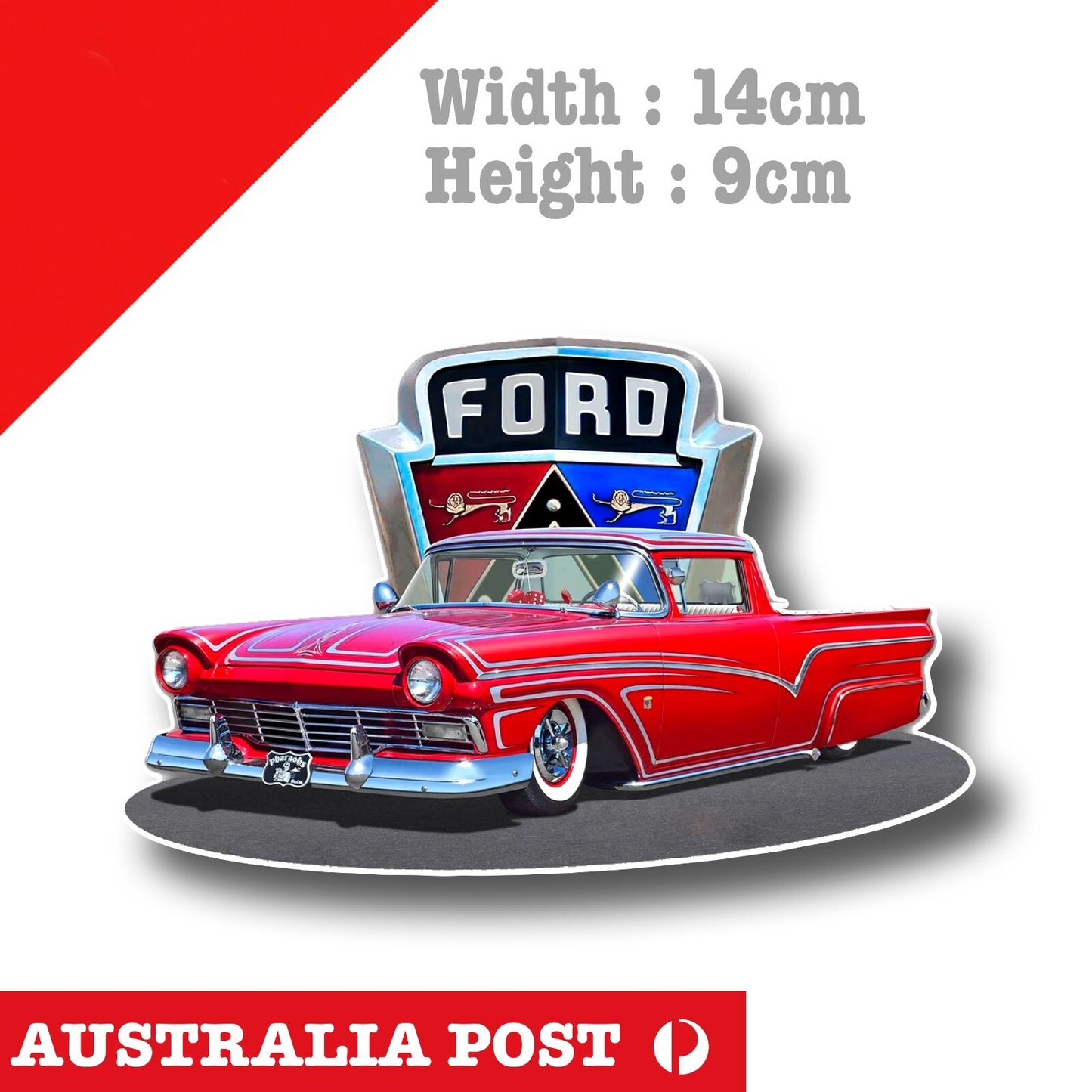 Ford Ranchero with Ford logo , Vintage Old Car Vinyl  Sticker