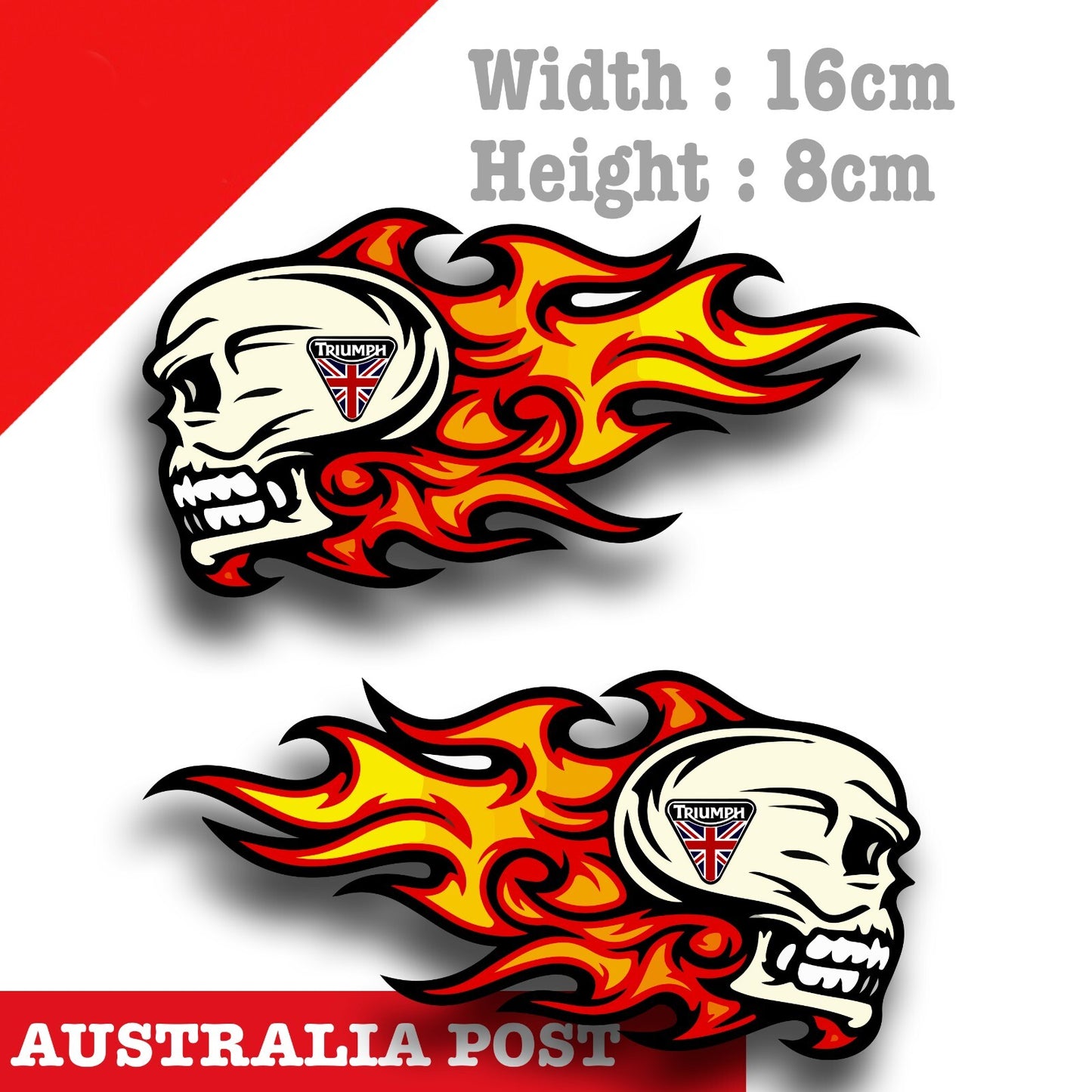 Flame Skull motorcycle Triumph Logo Fuel Tank Decal Stickers