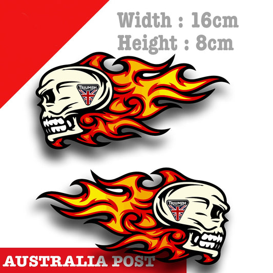 Flame Skull motorcycle Triumph Logo Fuel Tank Decal Stickers