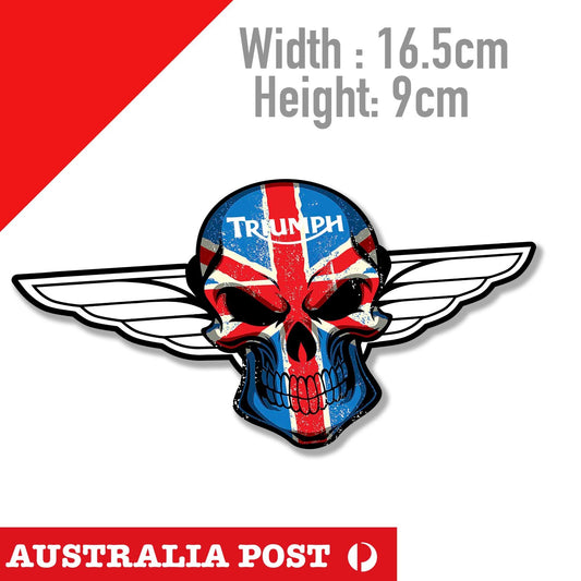 Triumph Motorcycle Skull British Wings, Motorcycle, Helmet, Fuel Tank Stickers