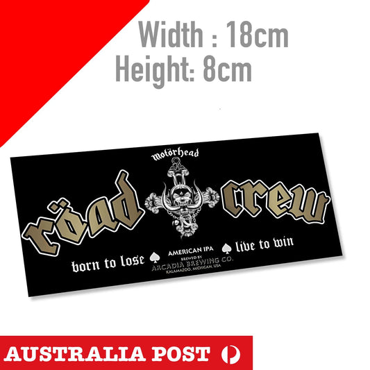 Motorhead ROAD CREW BEER banner  , Motorcycle, Fuel Tank, Helmet  Sticker