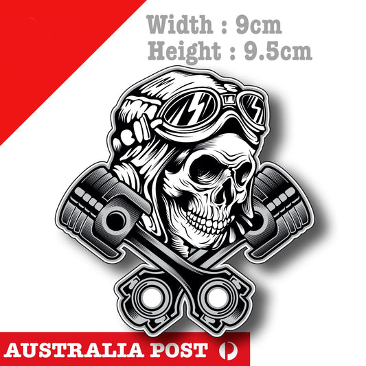 Motor Skull Piston Laptop, Motorcycle, Helmet, Fuel Tank Decal Sticker