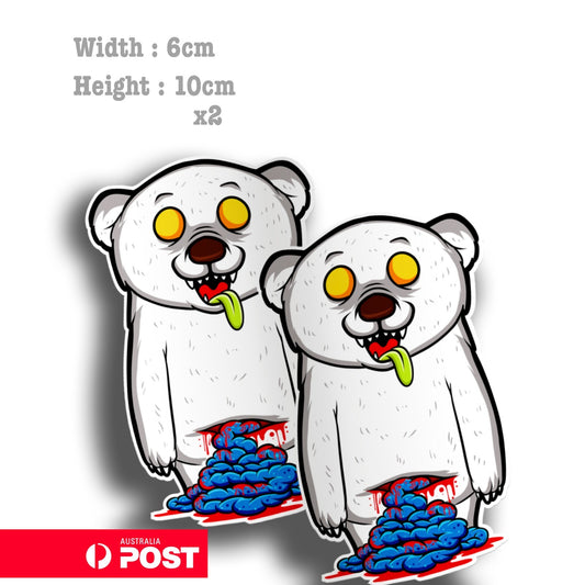 White Bear Zombie - Zombie Polar Bear Funny Sticker 