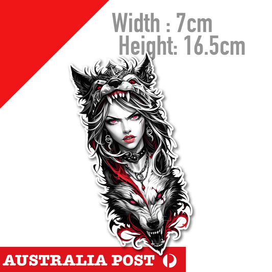 WOLF Girl, Wolf, Sexy Black and White Girl  Sticker