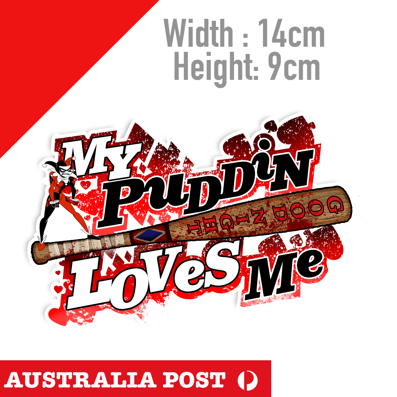 Harley Quinn Baseball Bat - My Puddin Loves Me Vinyl   Sticker