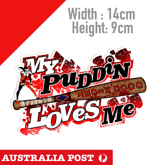 Harley Quinn Baseball Bat - My Puddin Loves Me Vinyl   Sticker