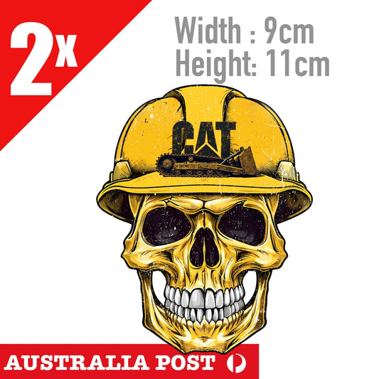 Caterpillar Diesel Power  SKULL Worker Helmet ,  Funny Skull Sticker