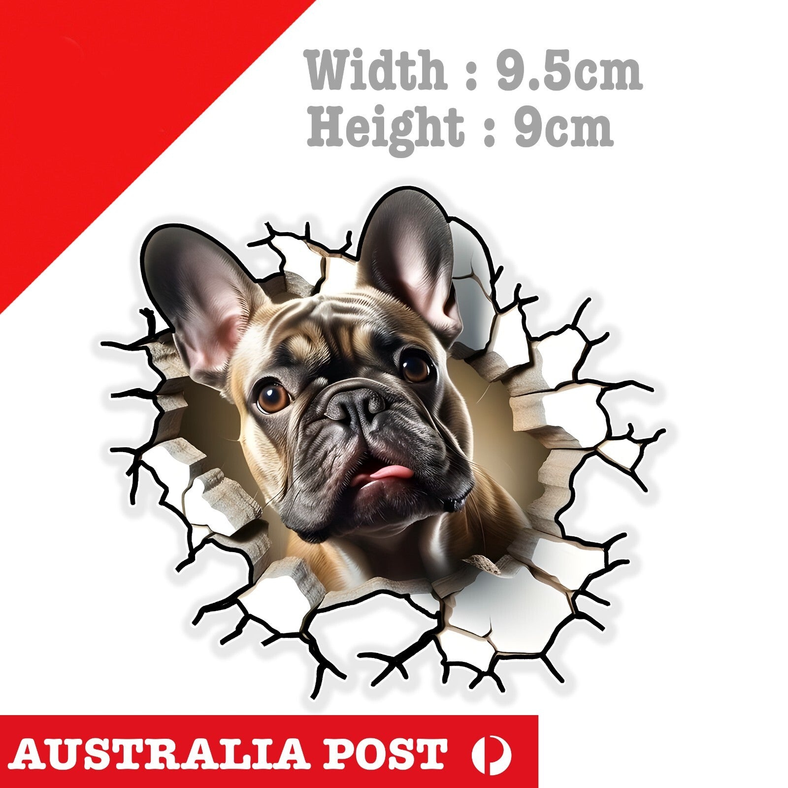 French Bulldog Funny Coming through Wall , Animal Sticker