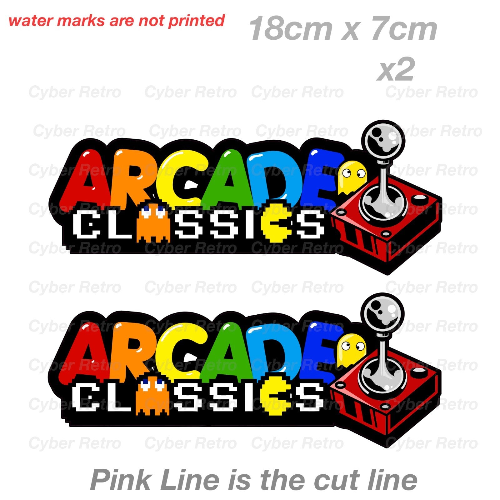 Arcade logo with Joystick  Laptop , Car  Vinyl  Sticker 