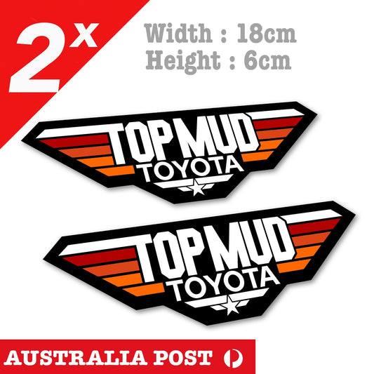 Toyota TRD TOP MUD Badge, 4x4, Hilux, 4WD, Off Road Top Gun Style Stickers
