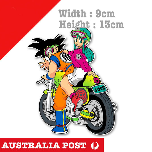 Bulma & Goku Son Motorcycle Ride - Dragon Ball Z  Laptop , Car  Decal Sticker