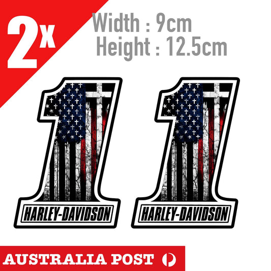 Harley Davidson 1 Sticker USA Flag Motorcycle Logo Cross Flag Car Tool Sticker