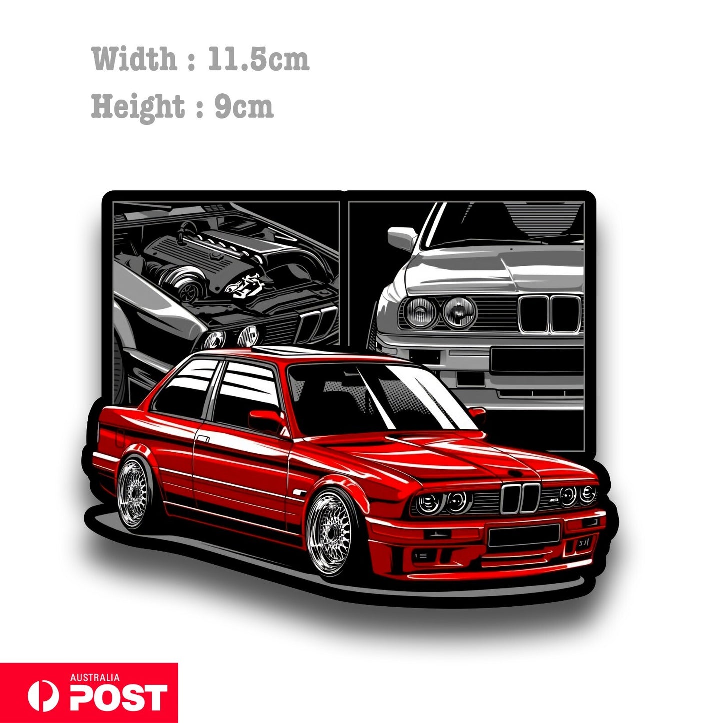 BMW E32 Red Legend - BMW Performance Red E32 Sport Car  Sticker