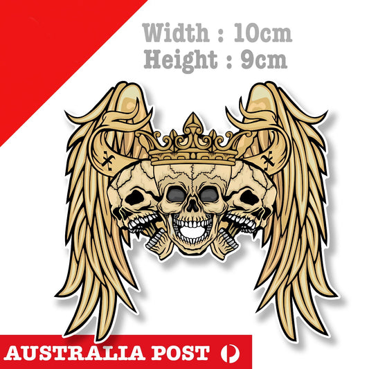 Evil Skull King with Wings, Motorcycle Helmet, Fuel Tank, Skull Logo Sticker