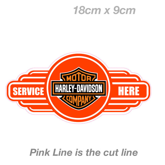 Harley Davidson Motorcycle Service Here Sign , helmet Vinyl  Sticker 