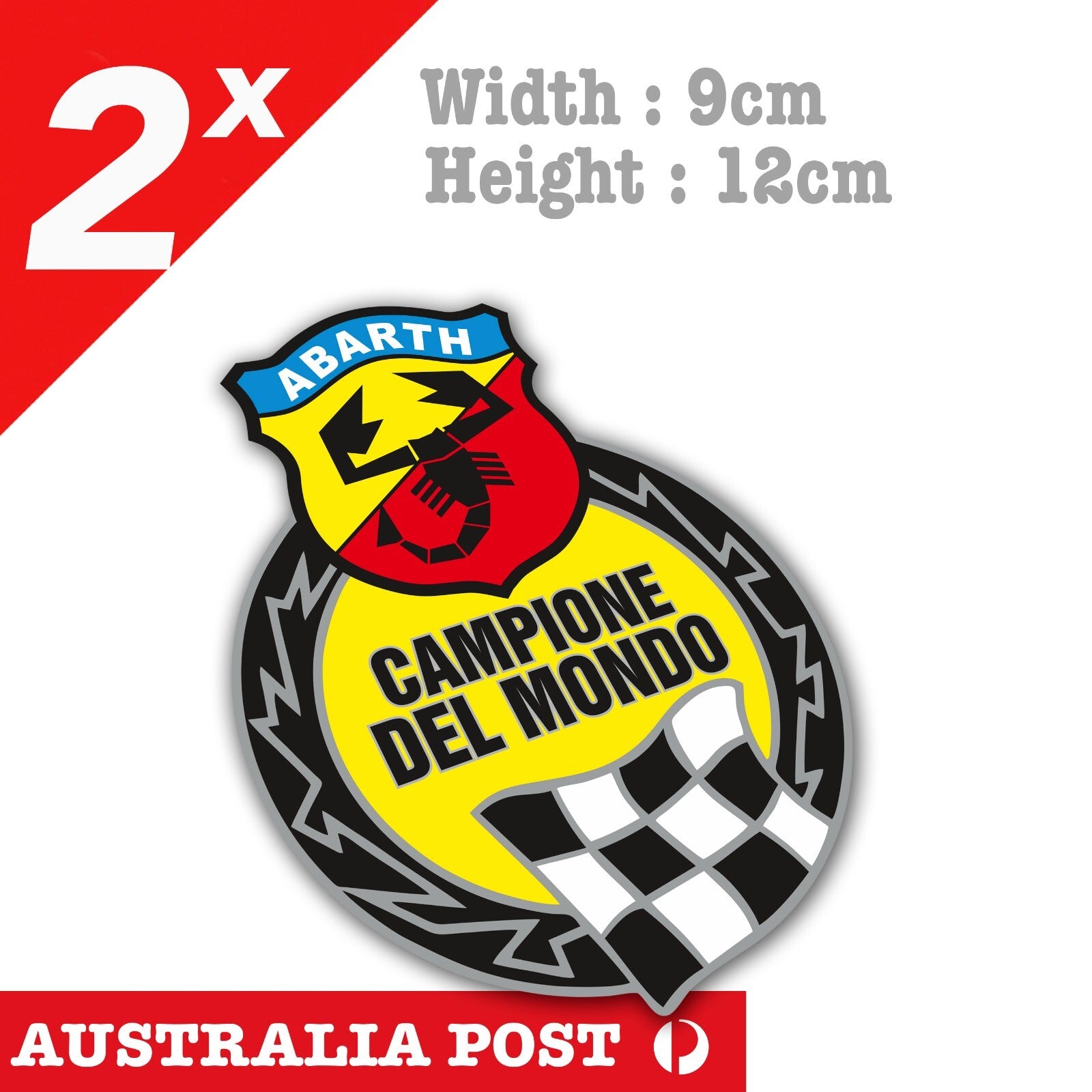 Abarth CAMPIONE DEL MONDO  Laptop , Car  Decal Sticker 