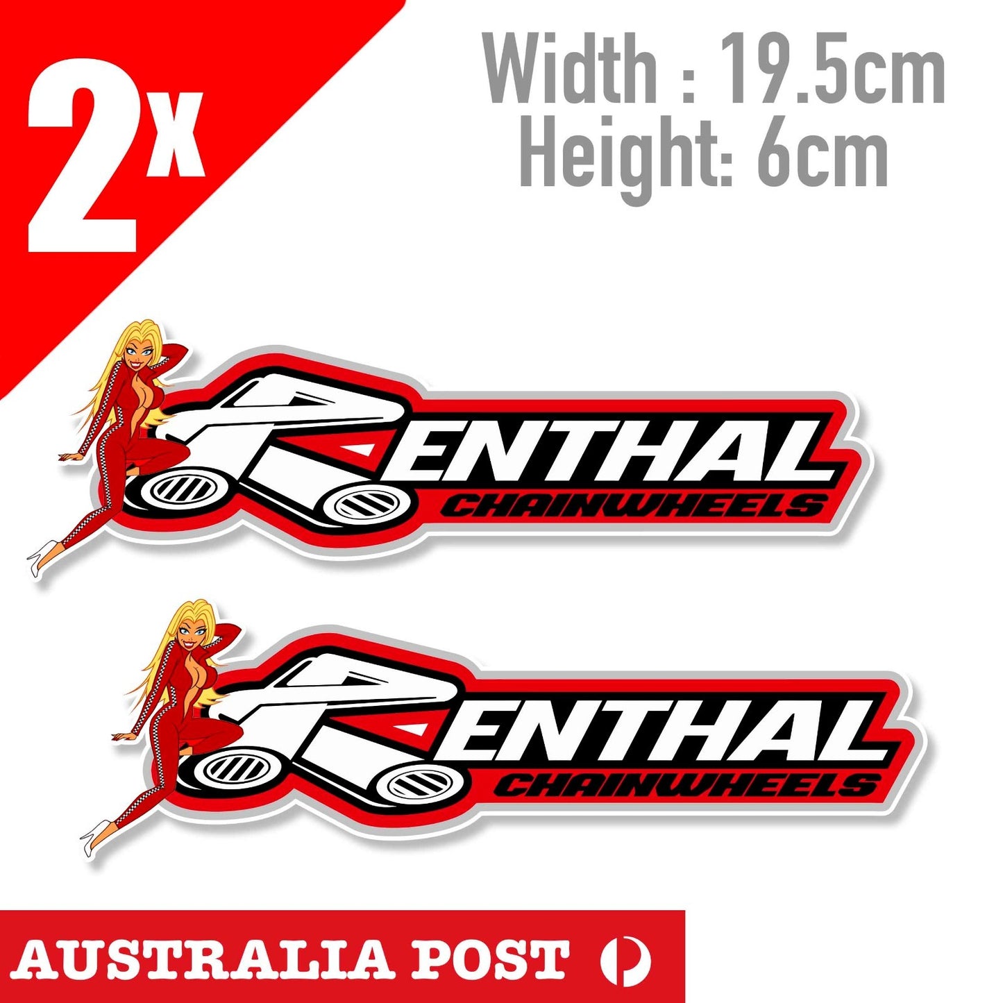 Renthal Chainwheels Logo, Motorcycle, Dirt Bike Banner Blond Sexy Girl Sticker