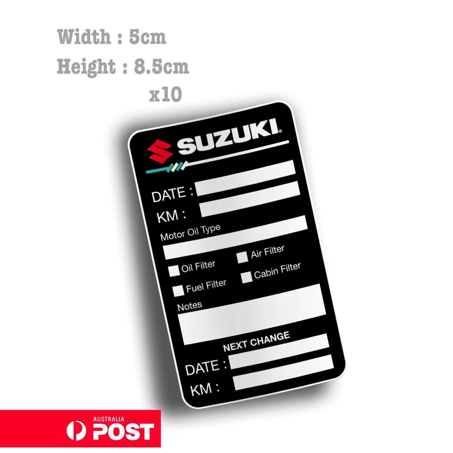 SUZUKI Oil Change Service Reminder x10 Stickers