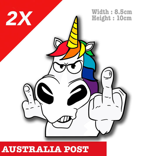 Middle Finger Angry Unicorn Rude Funny Straya Car Ute 4x4 Sticker