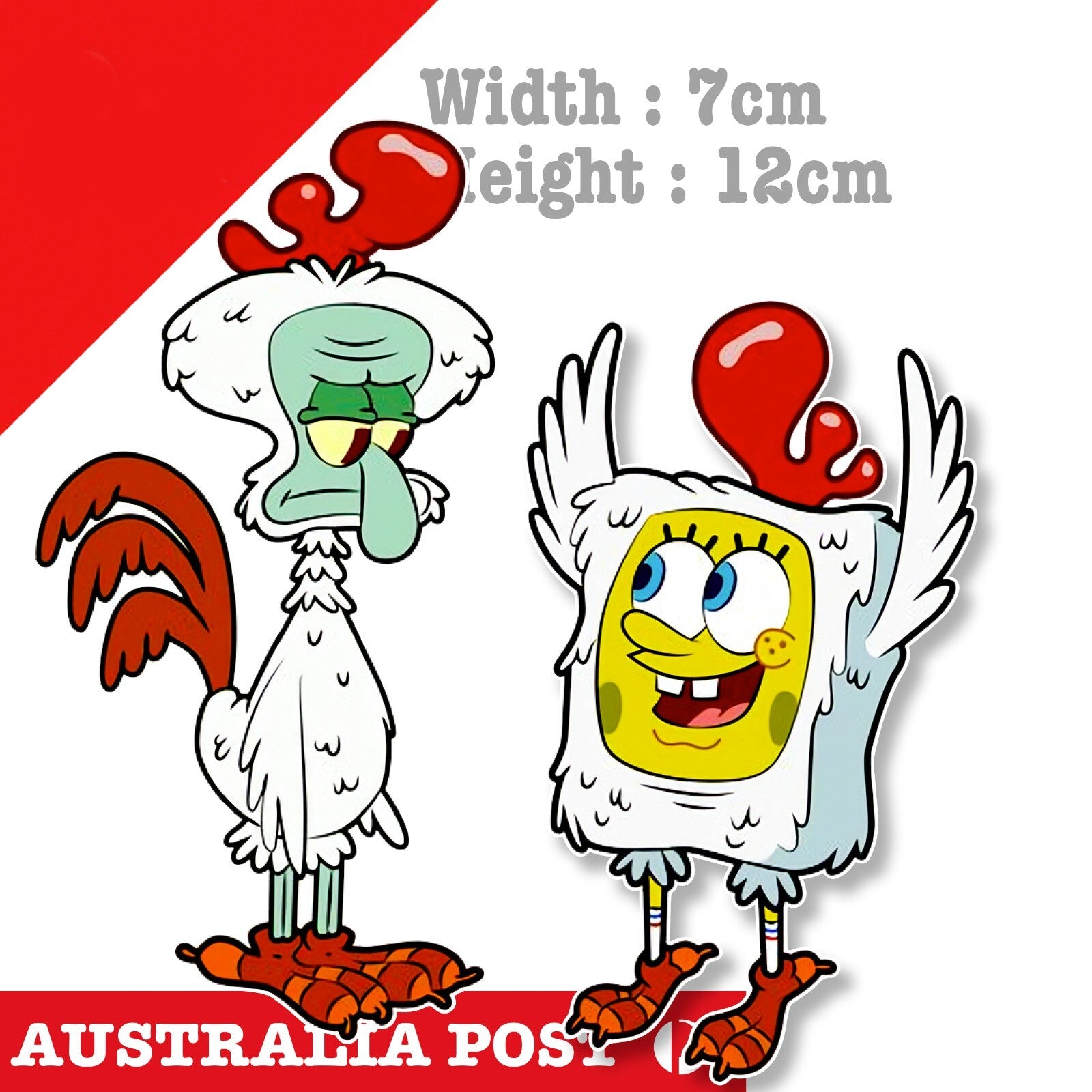 SpongeBob and Squidward in Rooster Costumes Stickers
