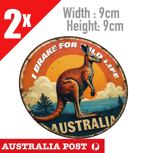 Back off I brake for wildlife Australian Kangaroo Vinyl Decal Sticker