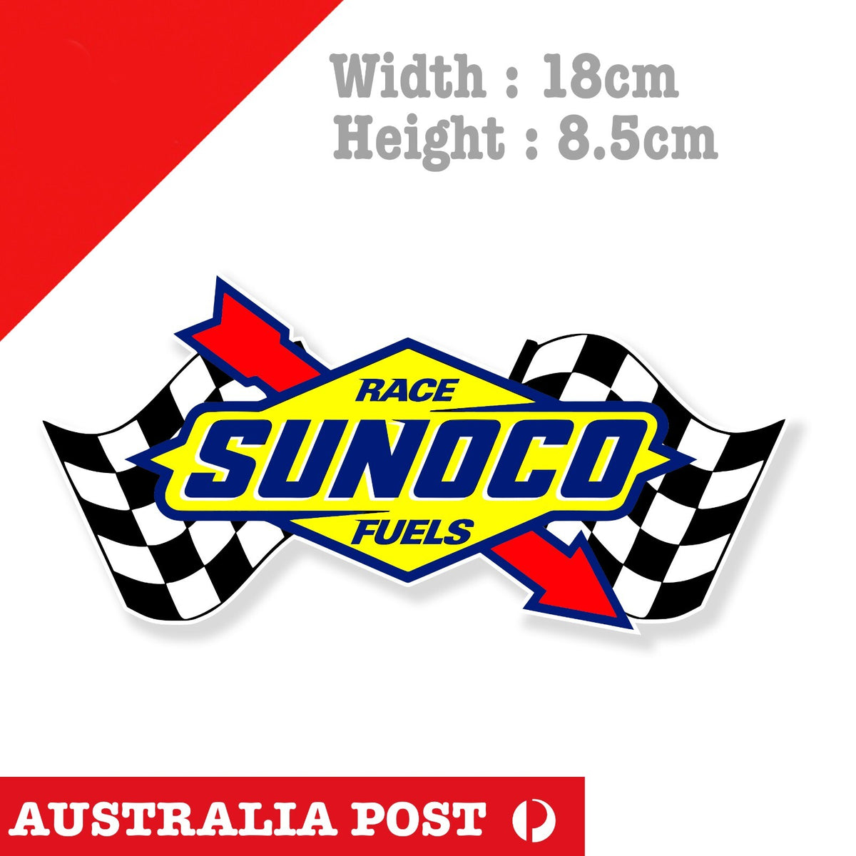 Racing Flag SUNOCO MOTOR OIL Decal Sticker Vintage Americana Hot Rod Sticker