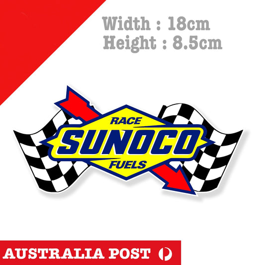 Racing Flag SUNOCO MOTOR OIL Decal Sticker Vintage Americana Hot Rod Sticker