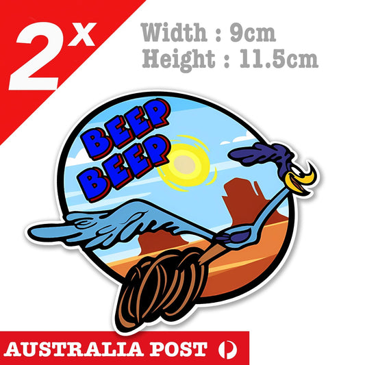 Road Runner and Wile E Coyote Funny Badge Stickers