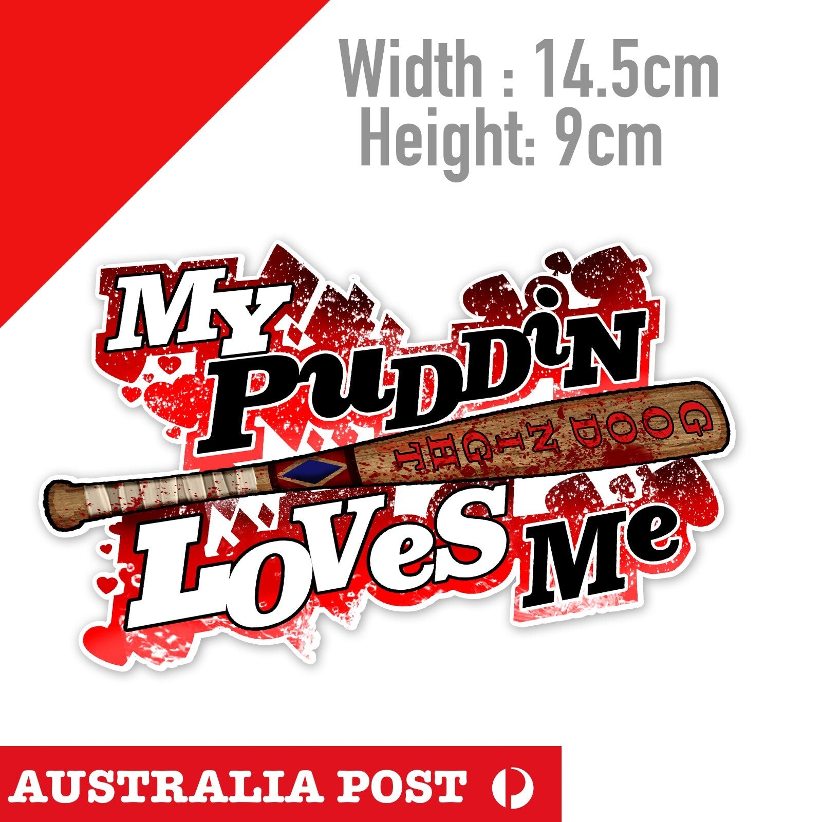 Harley Quinn Baseball Bat - My Puddin Loves Me Vinyl  Sticker 
