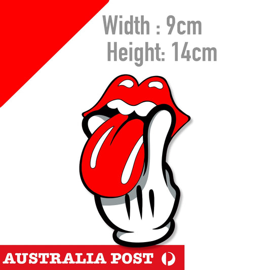 The Rolling Stones tongue and lips Mickey Mouse Hand  Decal Sticker
