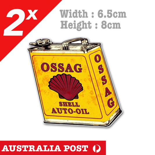 Vintage Shell Oil Can OSSAG x2 JDM Laptop , Car  Decal Stickers