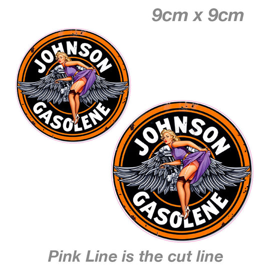 JOHN GASOLENE Pin up Girl Badge  Vinyl  Sticker 