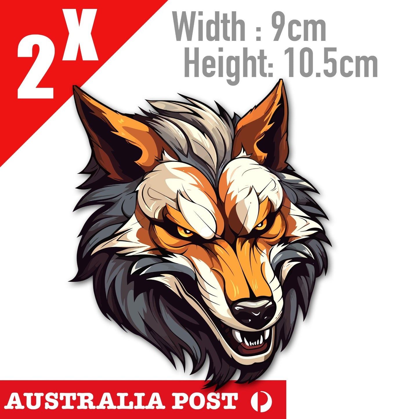 Angry WOLF Head Stickers