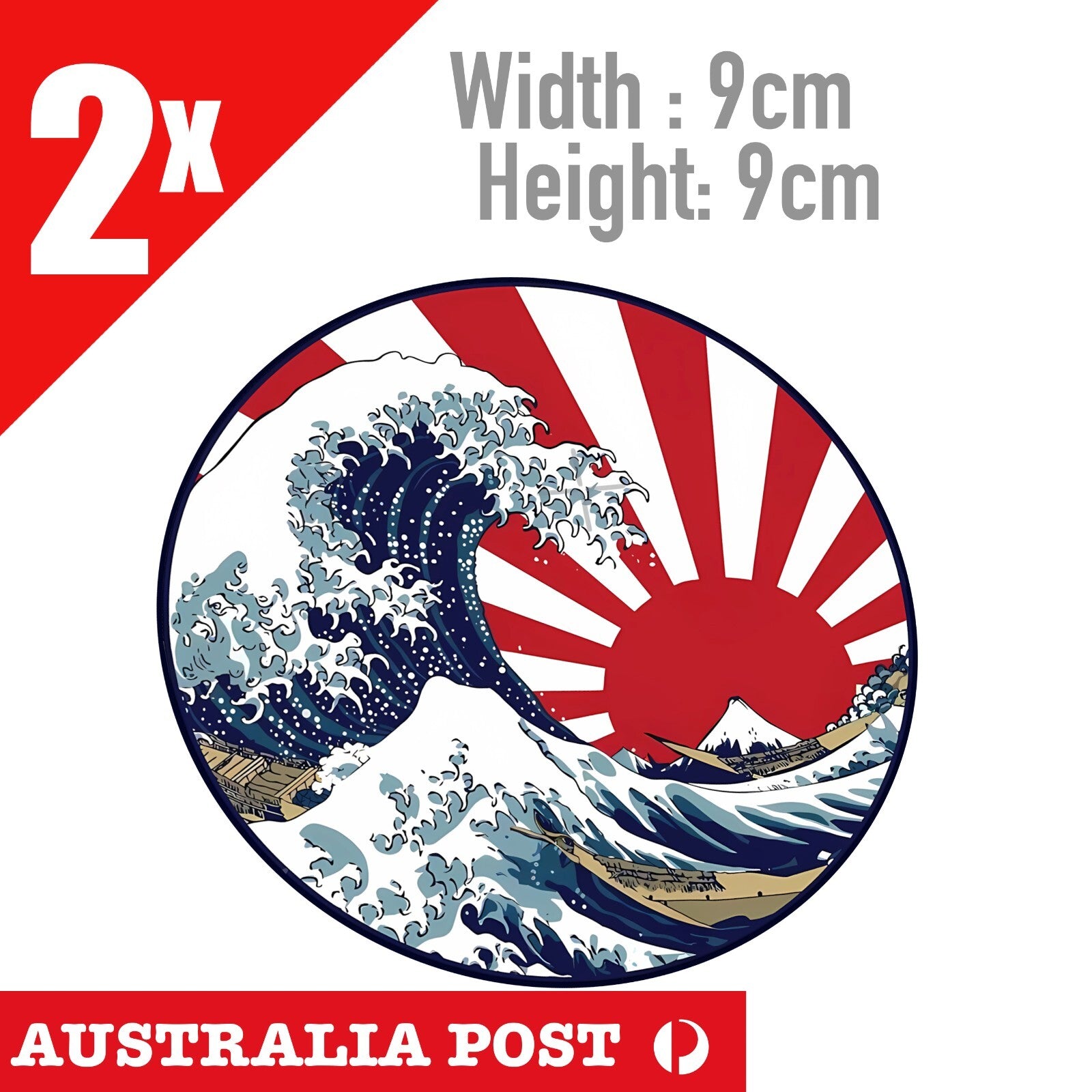 The Great Wave off Kanagawa JDM OSAKA JAPAN RISING SUN Flag Stickers