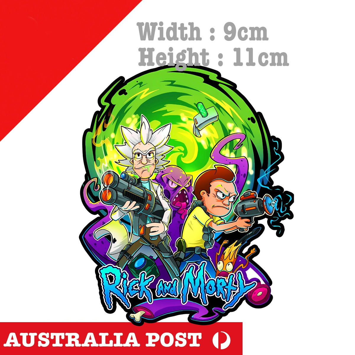 Rick and Morty -Space Battle Worm Whole, Funny Cartoon Vinyl  Sticker