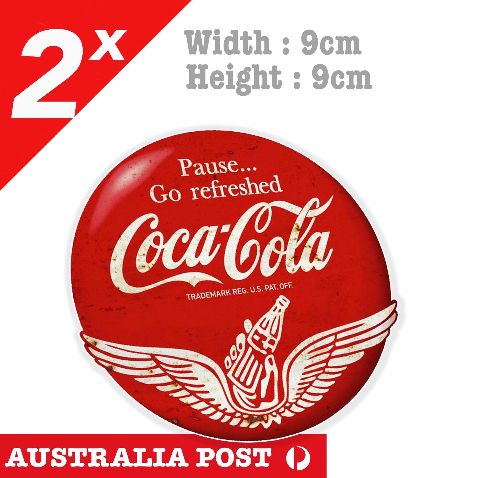 Coca Cola Bikini Vintage Wings, Damaged, Rusted Round Sign  Sticker