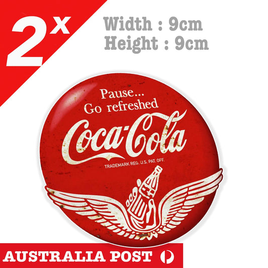 Coca Cola Bikini Vintage Wings, Damaged, Rusted Round Sign  Sticker