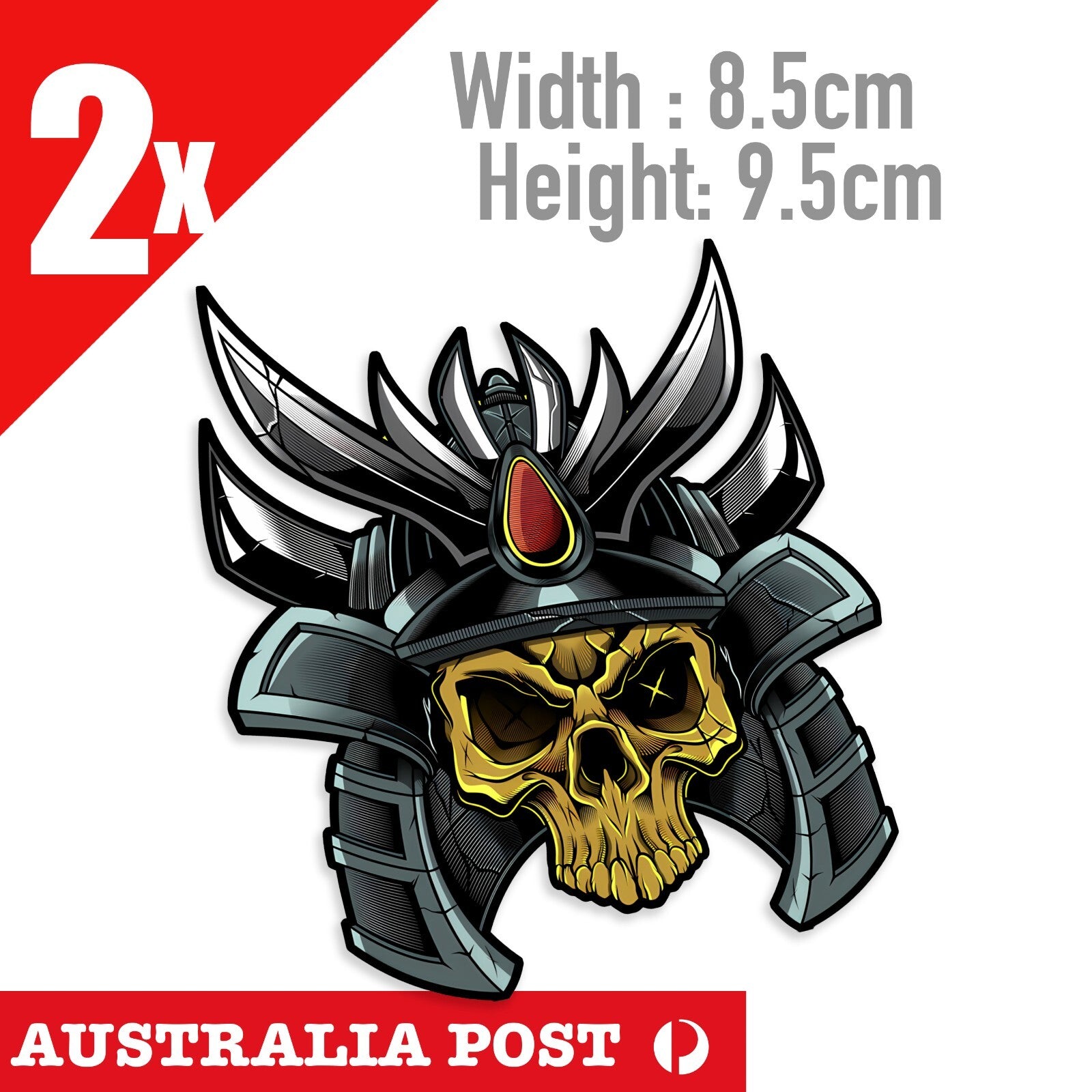 SAMURAI Skull Death Helmet - Motorcycle, Helmet, Car, Ute, Truck Stickers